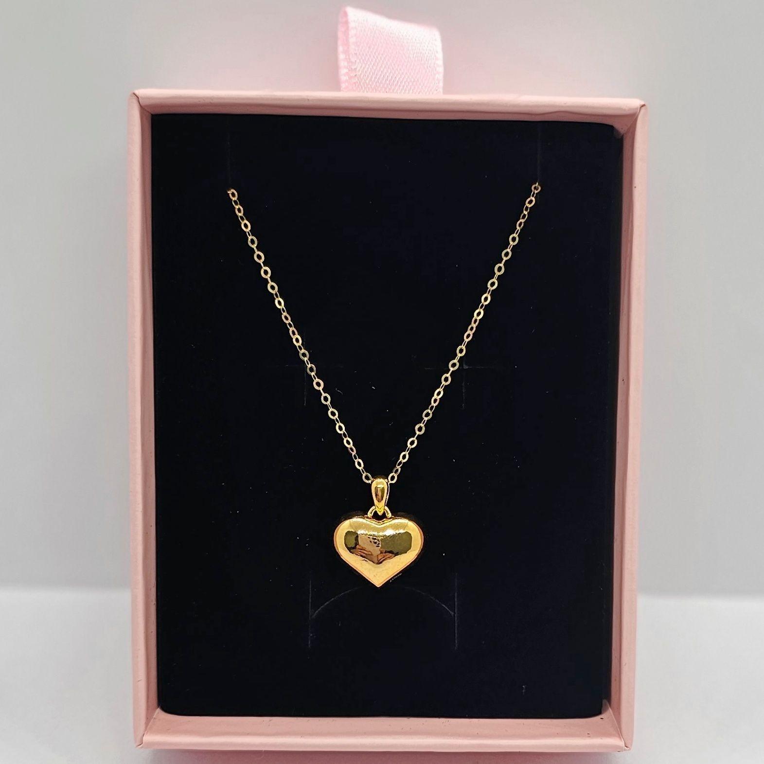 Cadena Eslabones Oro Amarillo 18K Corazón Inflado 18K-3
