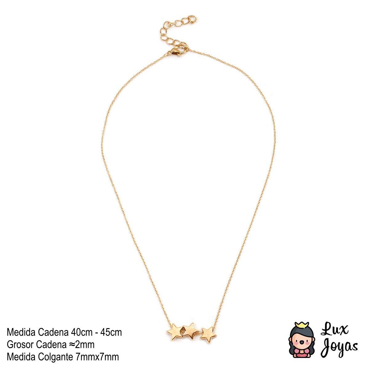 Collar Baño Oro Rosado 18k 3 Estrellas-3