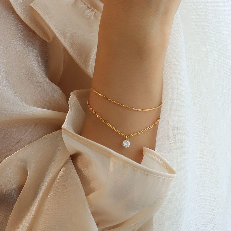 Pulsera Baño Oro Amarillo 18k Doble Punto De Luz-3