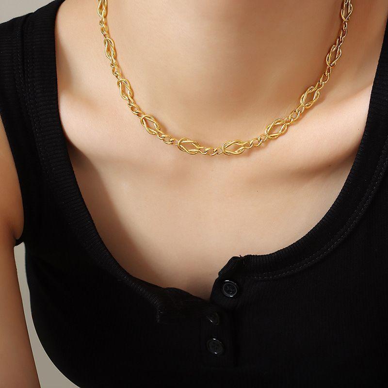 Collar Baño Oro Amarillo 18 Kilates Nudo Llano-2