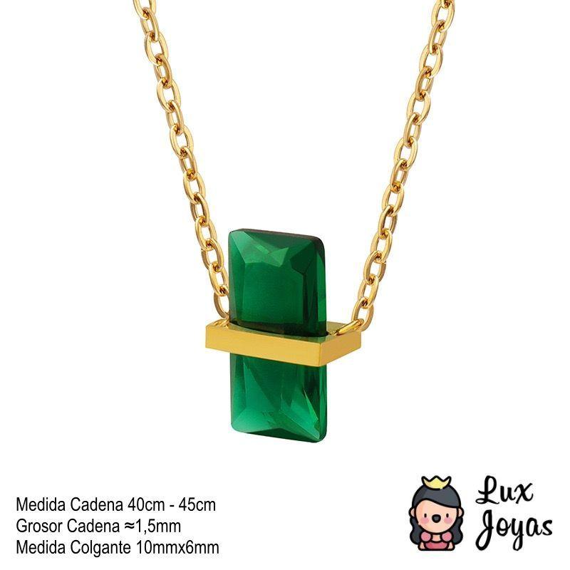 Collar Baño Oro Amarillo 18k Cubic Rosa Oscuro-4