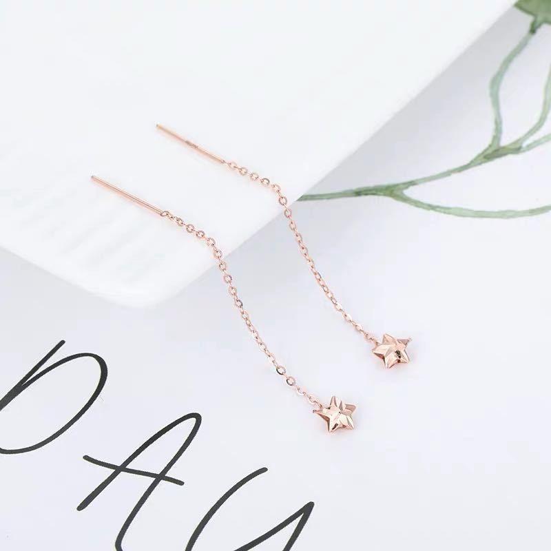 AROS LARGOS CADENA ESTRELLA ORO ROSADO 18K-2
