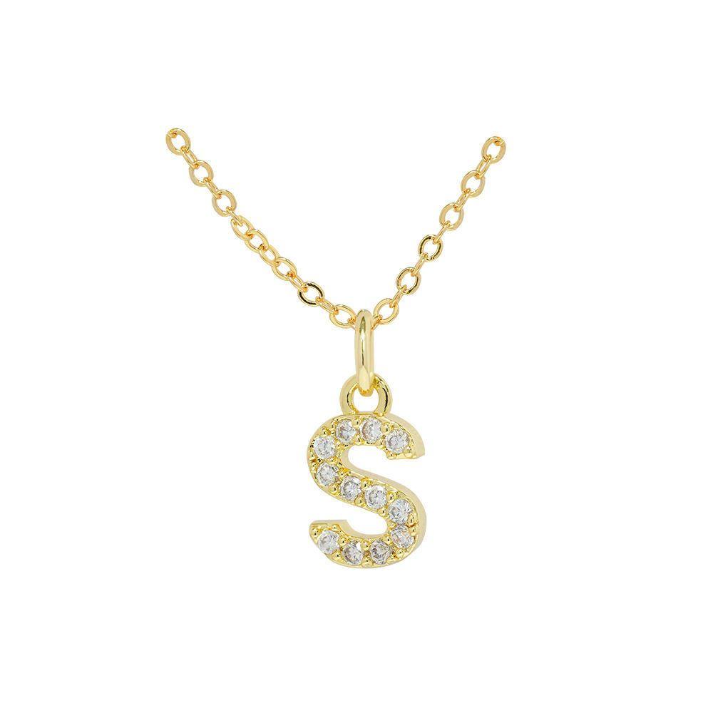 Collar Baño Oro 18k Letra Inicial Brillitos S-2