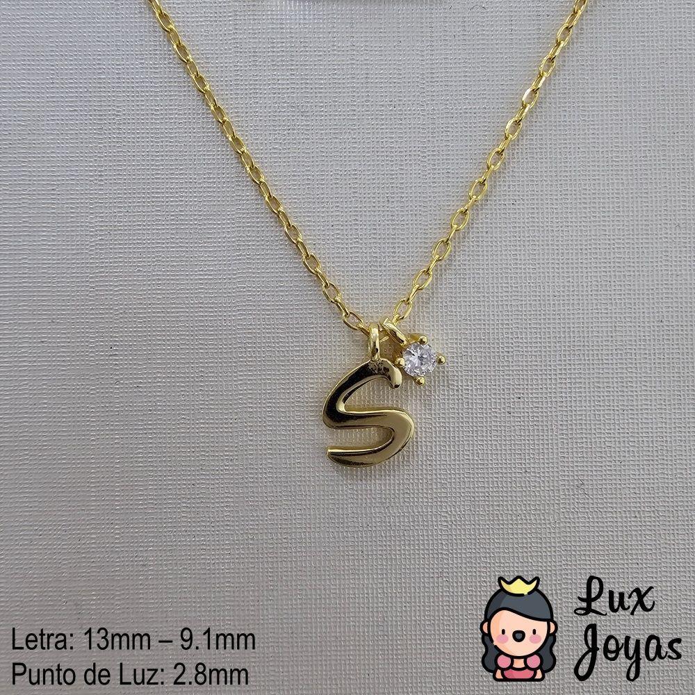 Collar Plata 925 Letra S Inicial Punto Luz-2