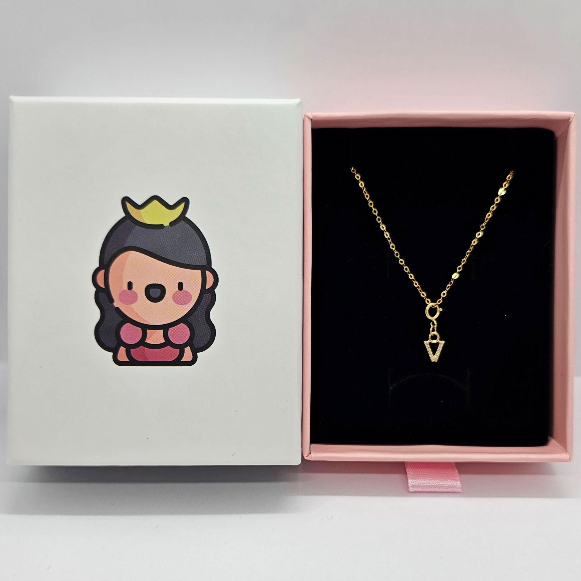 Cadena Eslabones Oro Amarillo 18k Charm Letras Inicial V Full Diamante-3