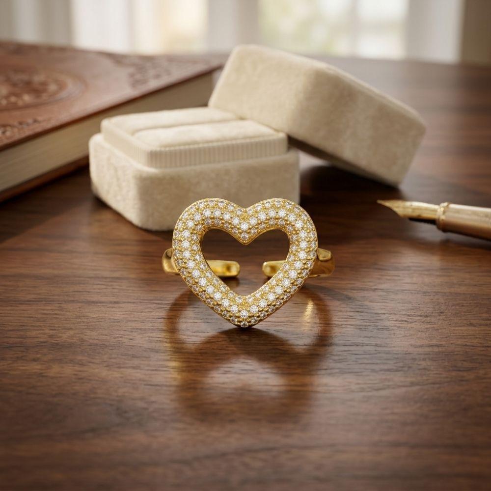 ANILLO ENCHAPADO ORO CORAZÓN BORBRI-2
