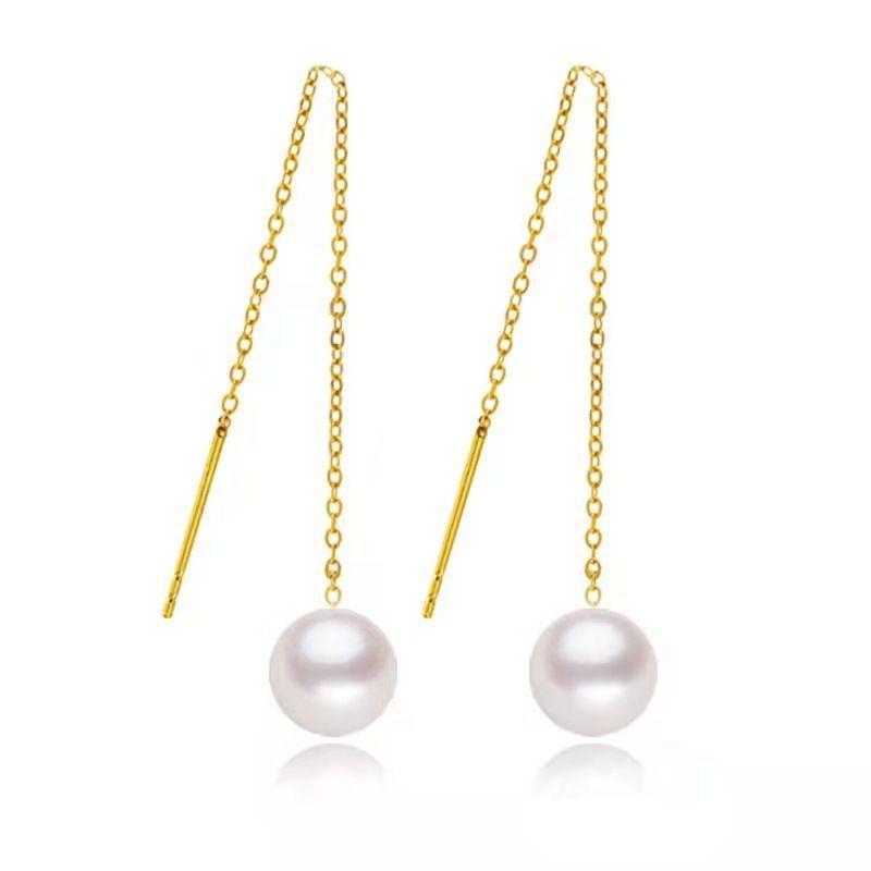 AROS LARGOS CADENA PERLA DE RIO ORO AMARILLO 18K-0