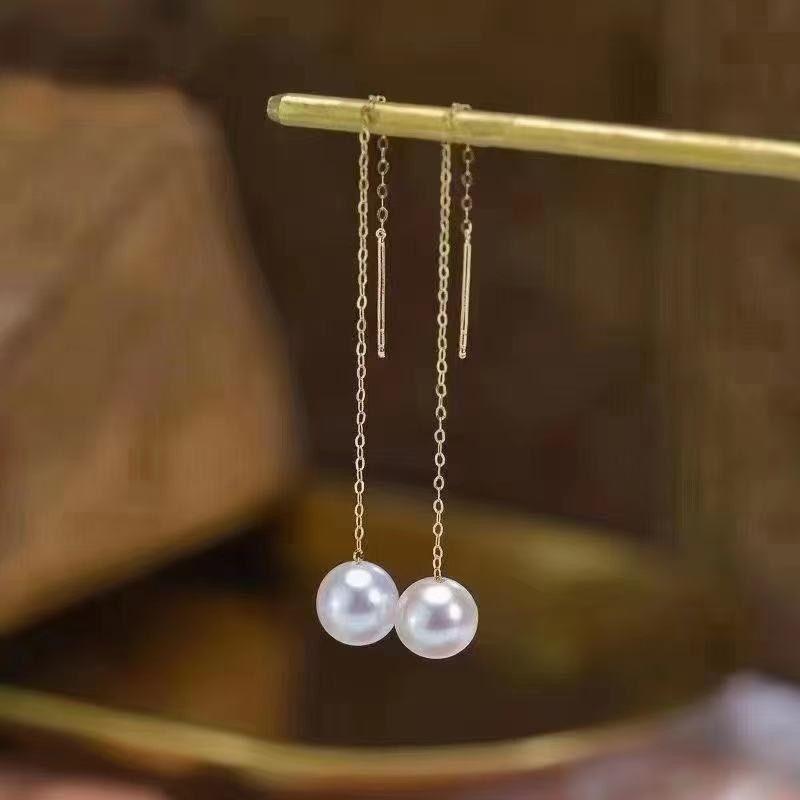 AROS LARGOS CADENA PERLA DE RIO ORO AMARILLO 18K-1