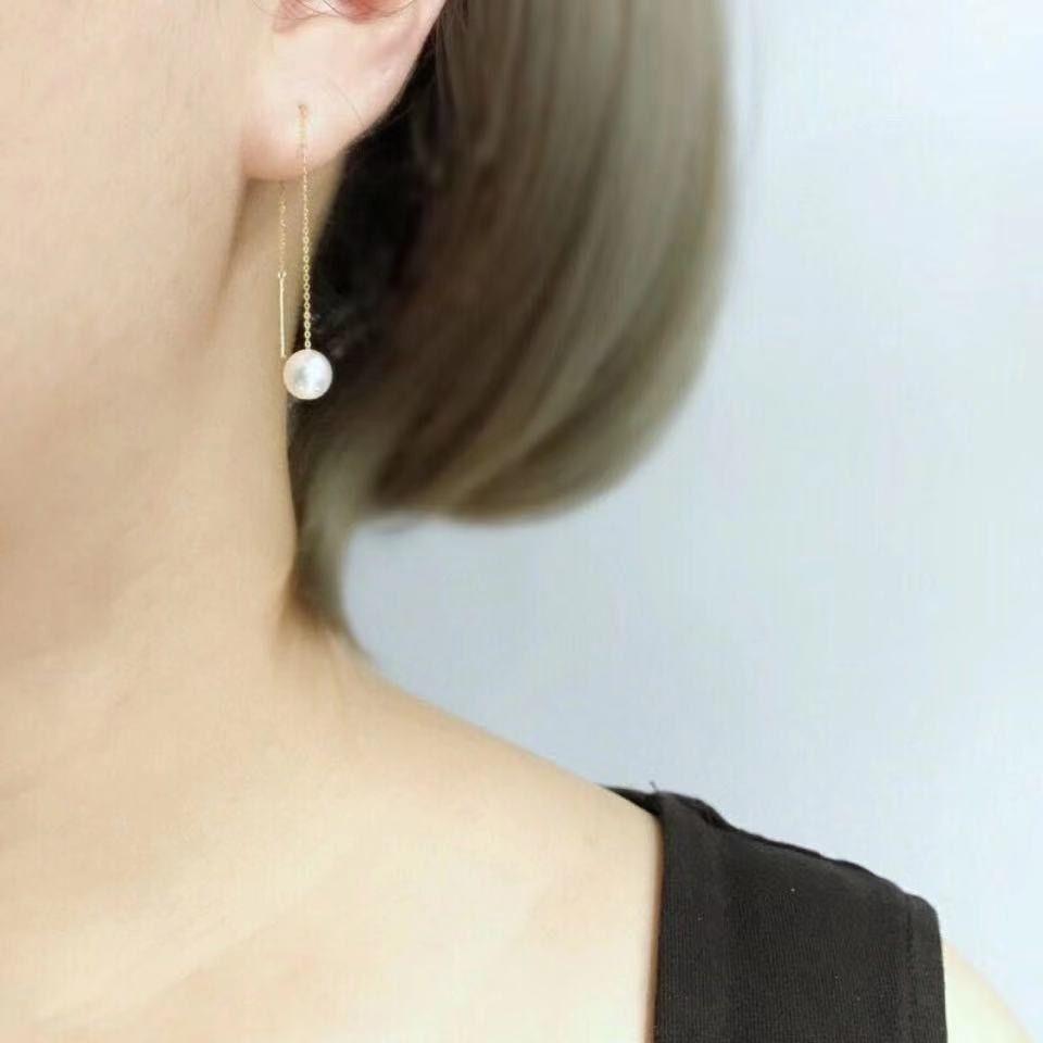 AROS LARGOS CADENA PERLA DE RIO ORO AMARILLO 18K-2