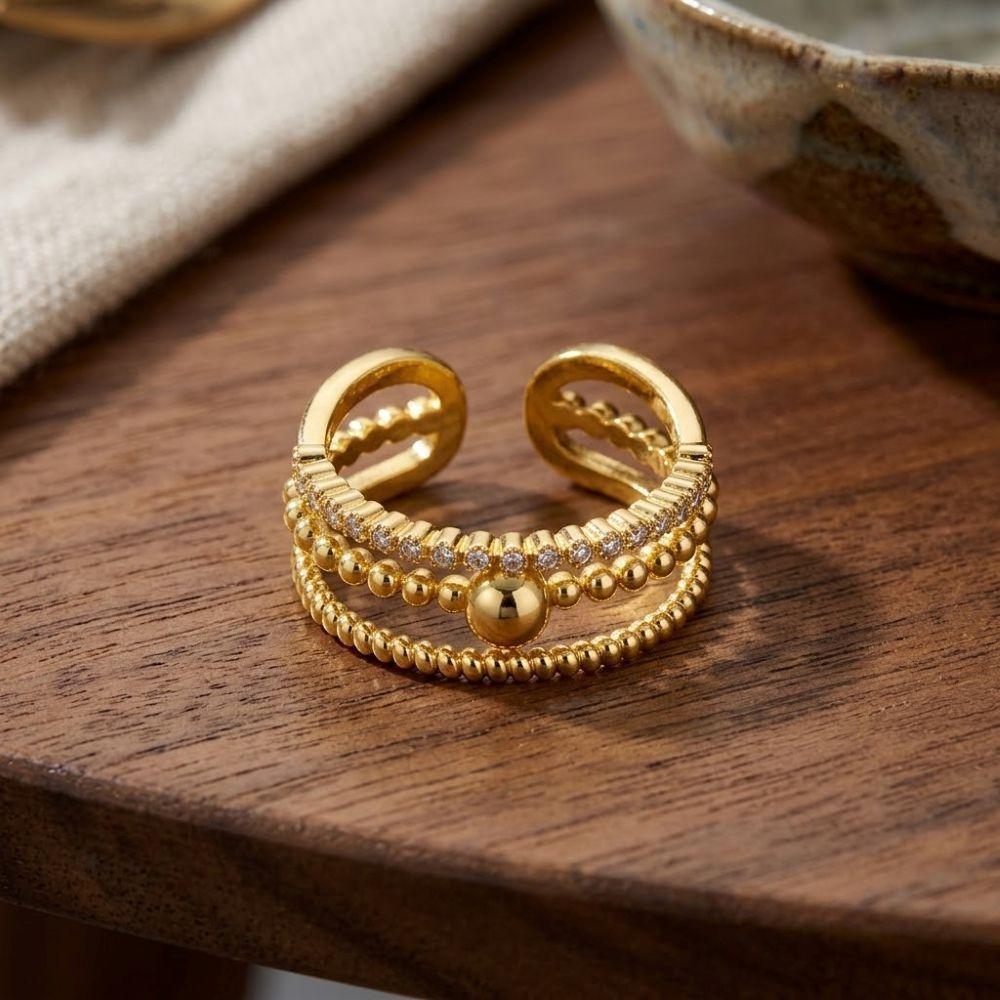 ANILLO ENCHAPADO ORO PELOTITAS BRI-2