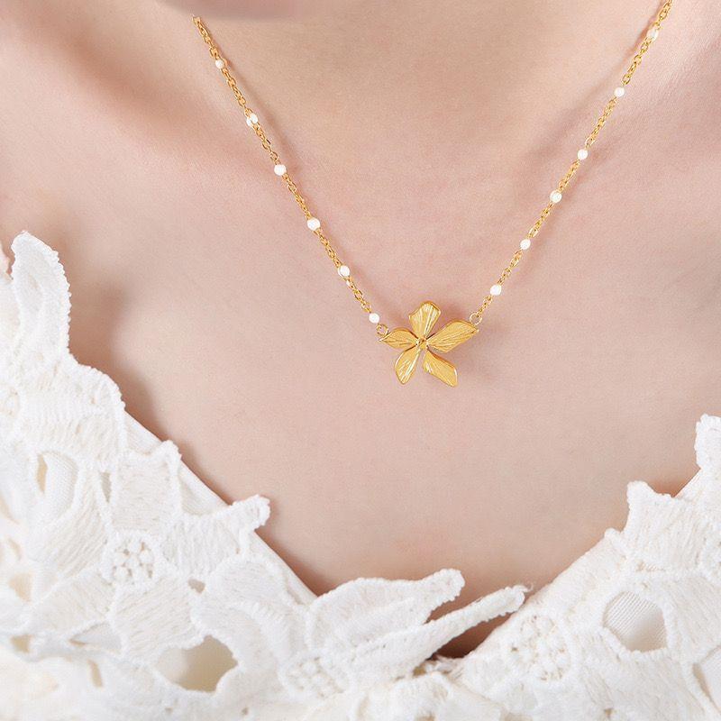 Collar Baño Oro 18k Flor-4