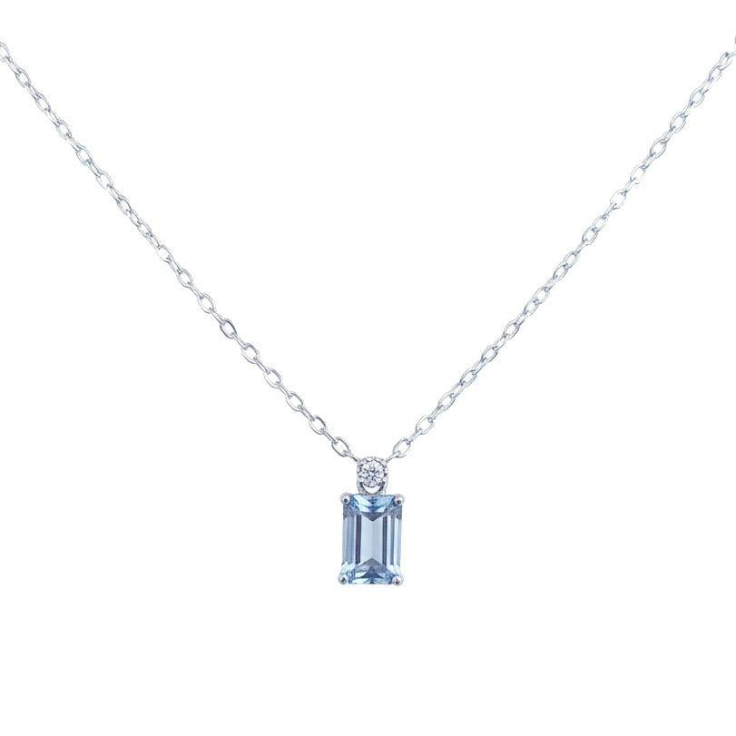 Collar Plata 925 Rect Aquamarina-0