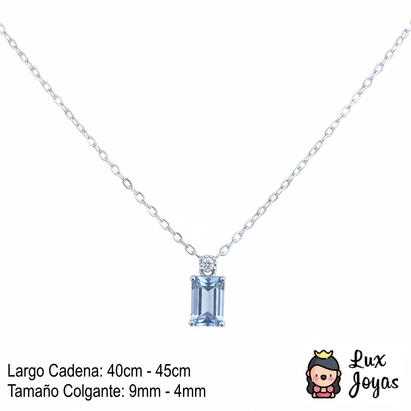 Collar Plata 925 Rect Aquamarina-2