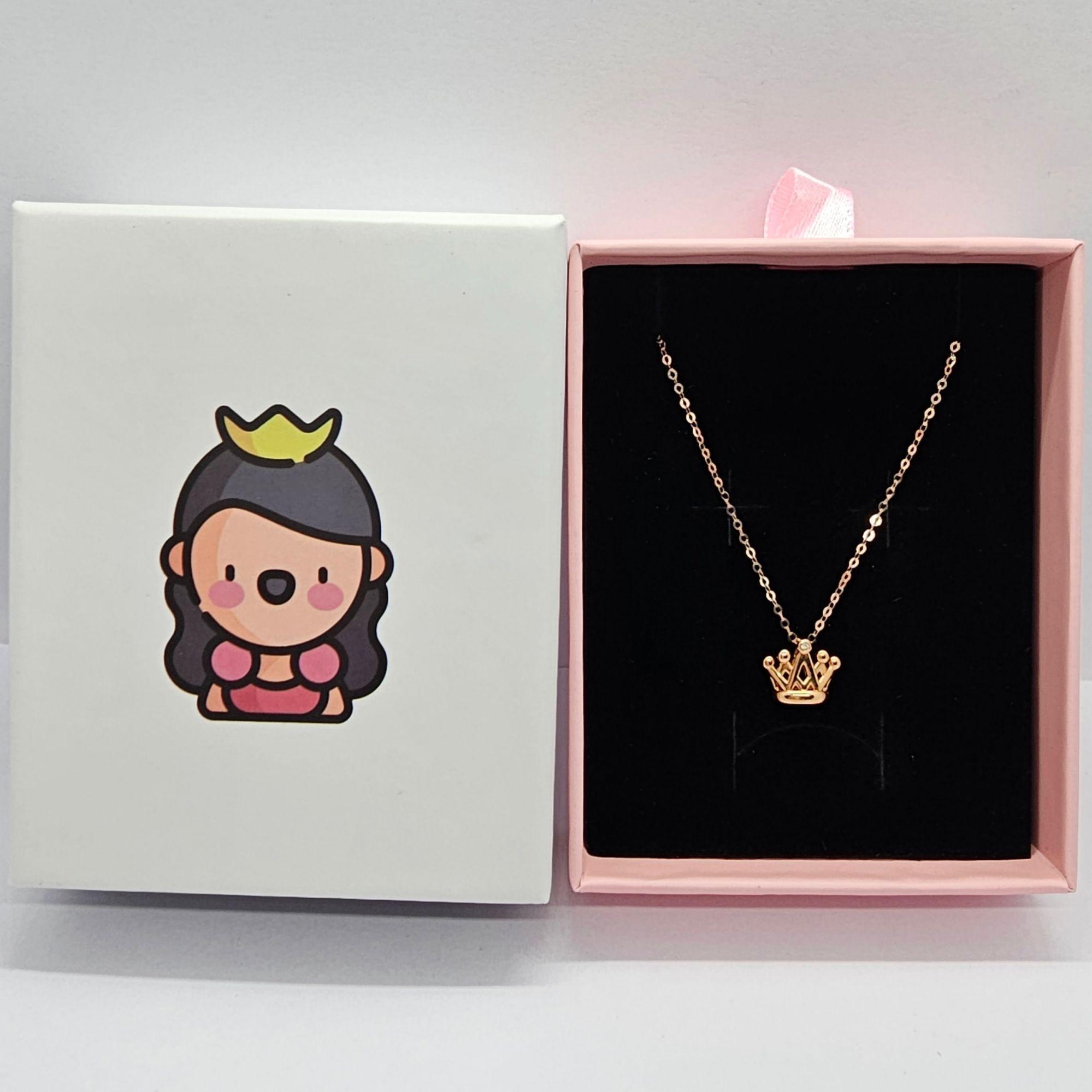 Cadena Eslabones Oro Rosado 18k Colgante Corona Diamante 4 Puntos-5