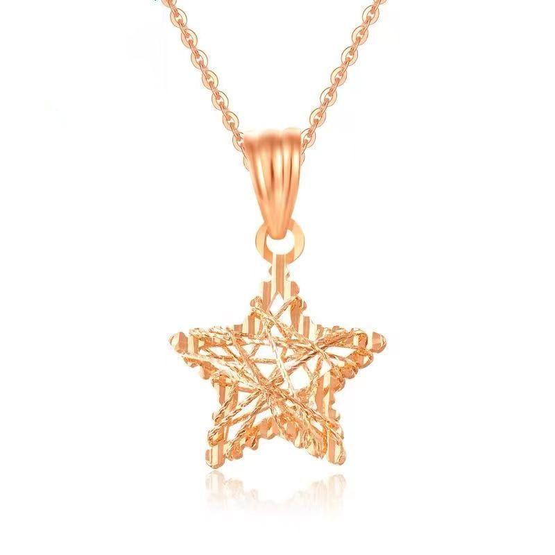 CADENA ESLABONES ORO ROSADO 18K COLGANTE ESTRELLA ENREDADO 18K-0