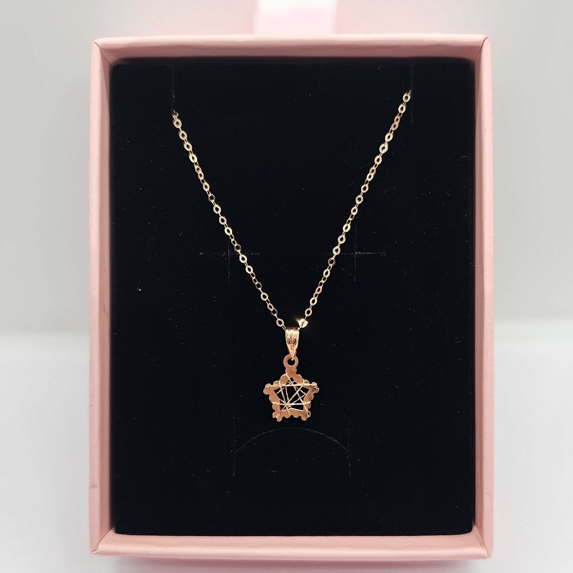 CADENA ESLABONES ORO ROSADO 18K COLGANTE ESTRELLA ENREDADO 18K-3