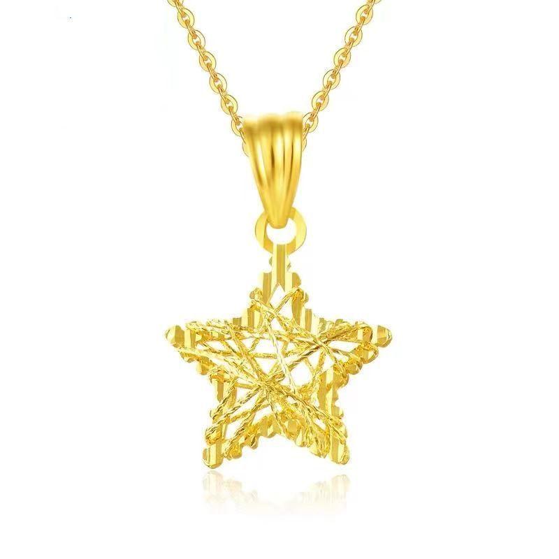 CADENA ESLABONES ORO AMARILLO 18K COLGANTE ESTRELLA ENREDADO 18K-0