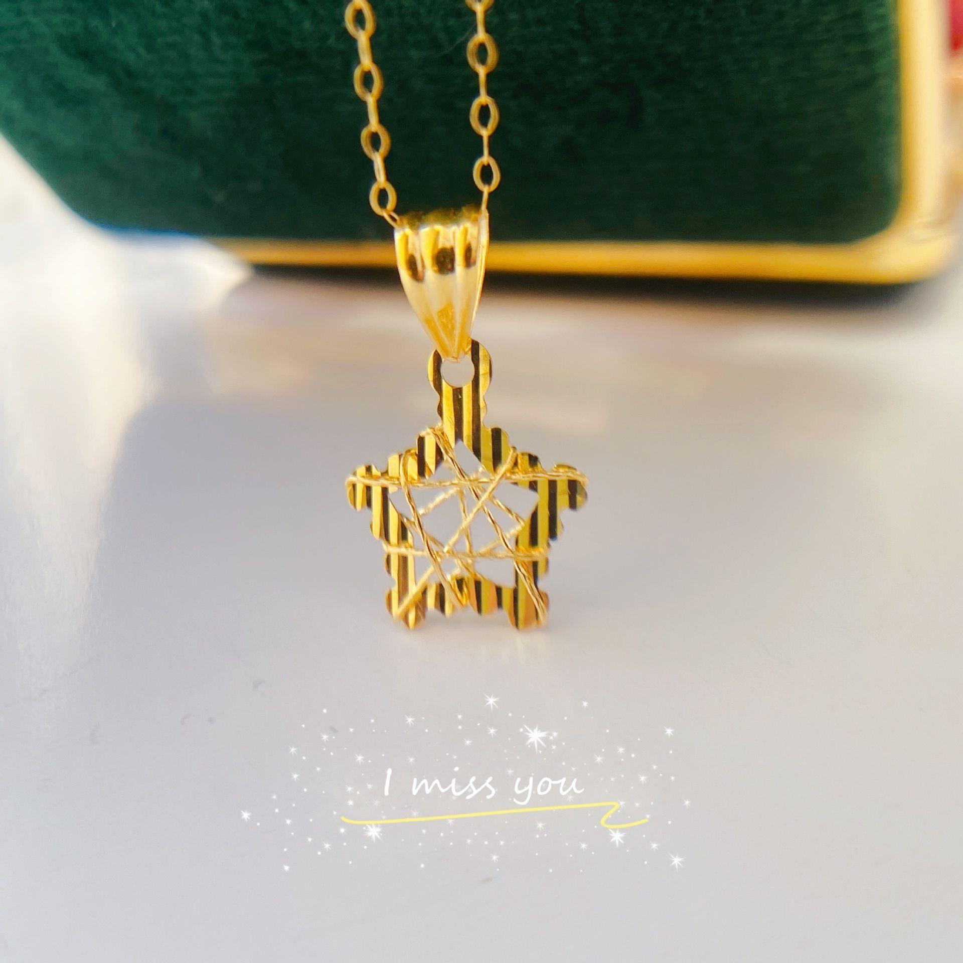 CADENA ESLABONES ORO AMARILLO 18K COLGANTE ESTRELLA ENREDADO 18K-1