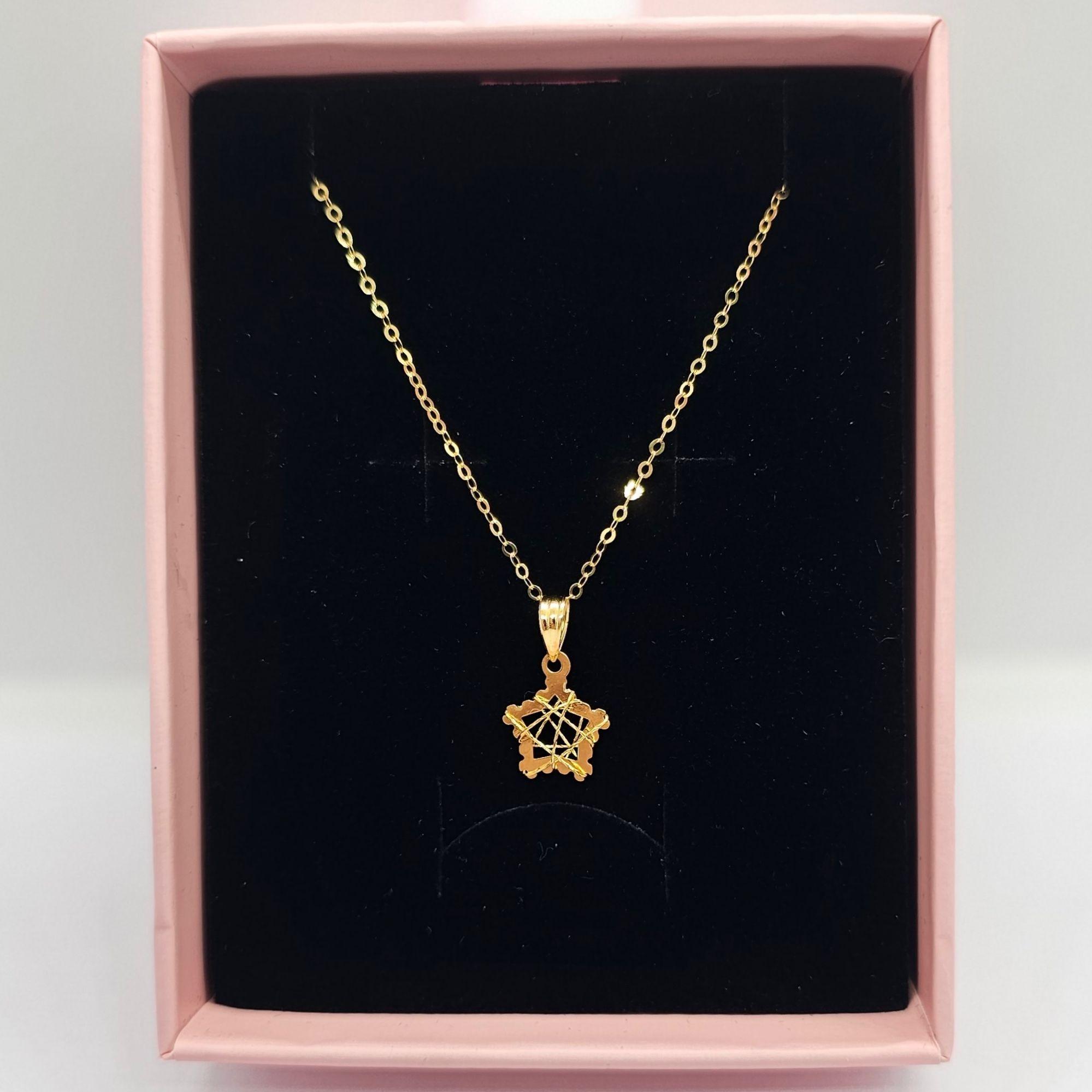 CADENA ESLABONES ORO AMARILLO 18K COLGANTE ESTRELLA ENREDADO 18K-3