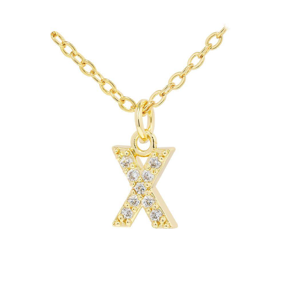 Collar Baño Oro 18k Letra Inicial Brillitos X-2