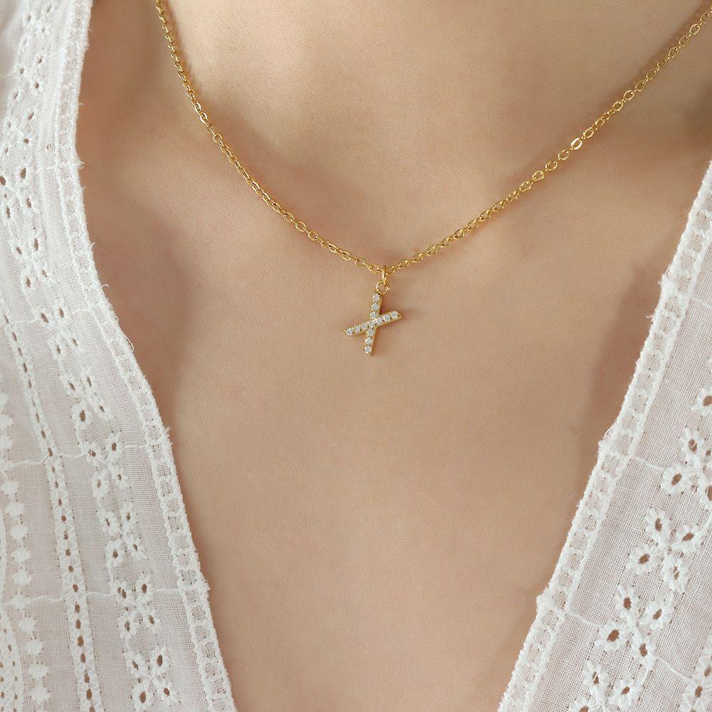 Collar Baño Oro 18k Letra Inicial Brillitos X-3