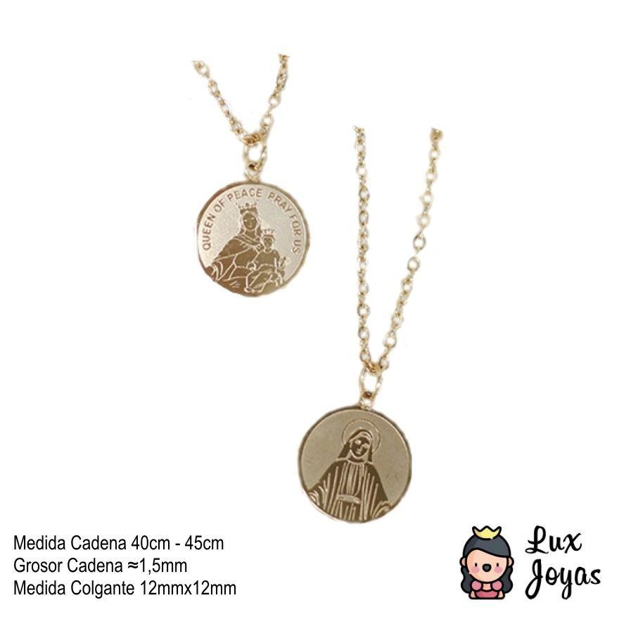 Collar Baño Oro Amarillo 18k Medalla Virgen-2