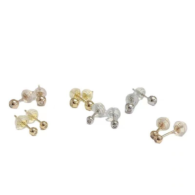 AROS PEGADOS PELOTITA DIAMANTE 2P ORO AMARILLO 18K-0