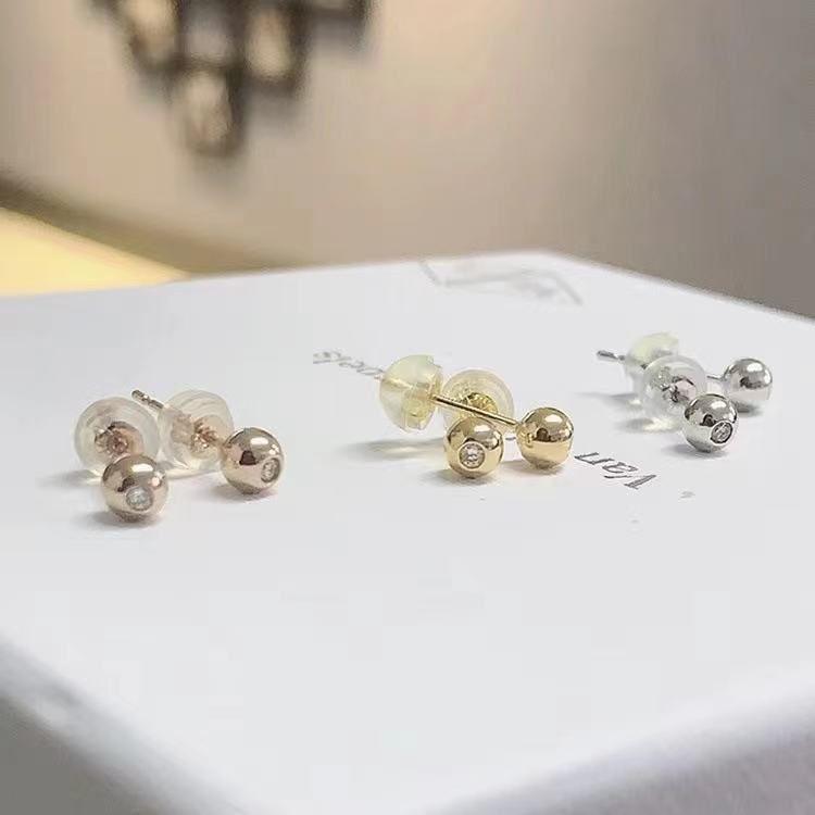 AROS PEGADOS PELOTITA DIAMANTE 2P ORO AMARILLO 18K-2