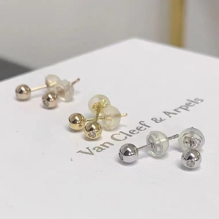 AROS PEGADOS PELOTITA DIAMANTE 2P ORO AMARILLO 18K-3