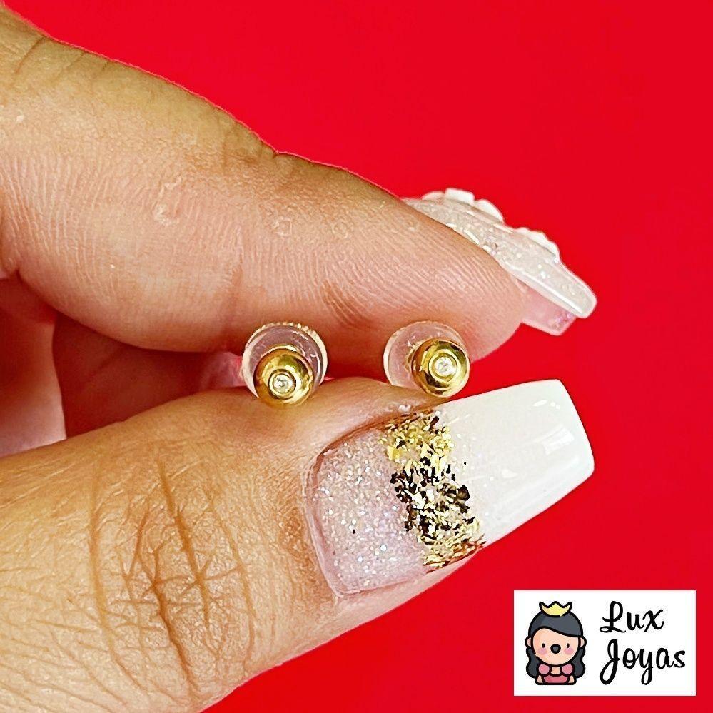 AROS PEGADOS PELOTITA DIAMANTE 2P ORO AMARILLO 18K-4