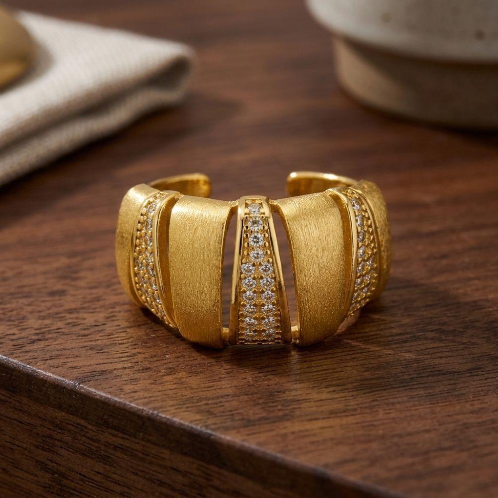 ANILLO ENCHAPADO ORO TRI SATIN BRI-2