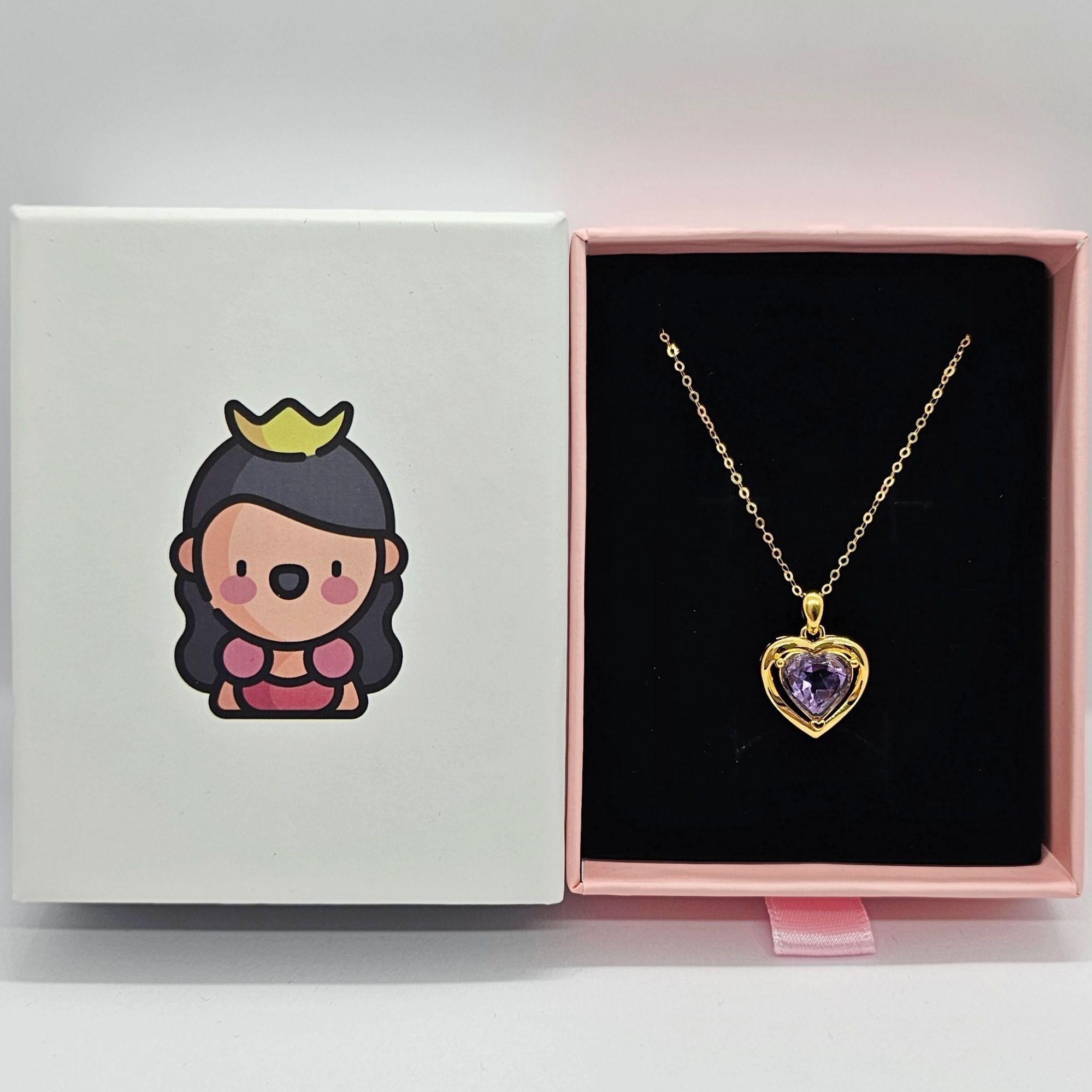 Cadena Eslabones Oro Amarillo 18k Colgante Corazón Amatista-2