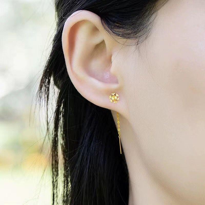 AROS LARGOS CADENA COPO DE NIEVE ORO AMARILLO 18K-3