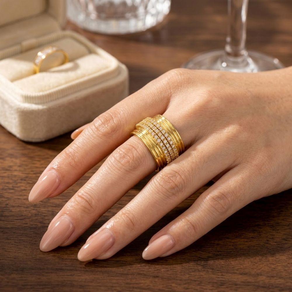 ANILLO ENCHAPADO ORO BRILLITOS 3F -1