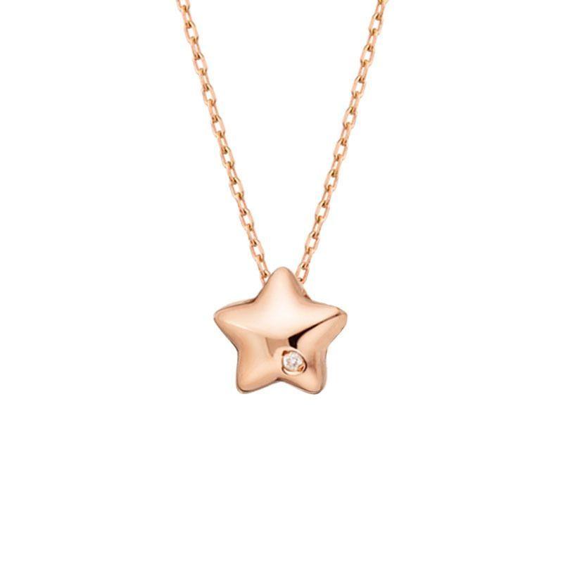CADENA ESLABONES ORO ROSADO 18K COLGANTE ESTRELLA CON DIAMANTE 1P-0
