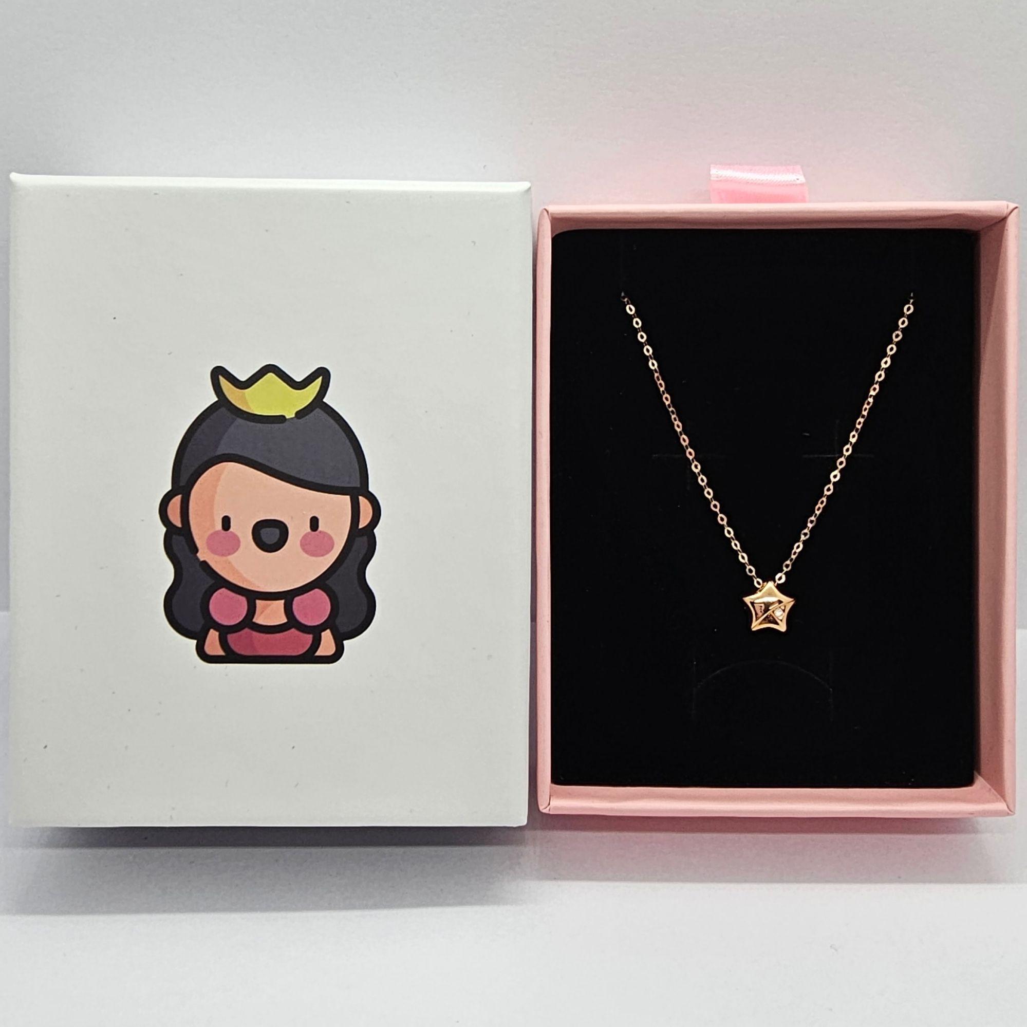 CADENA ESLABONES ORO ROSADO 18K COLGANTE ESTRELLA CON DIAMANTE 1P-5