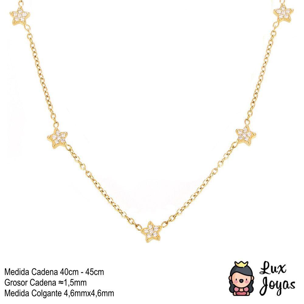 Collar Baño Oro Amarillo 18k Estrellas Brillitos-3