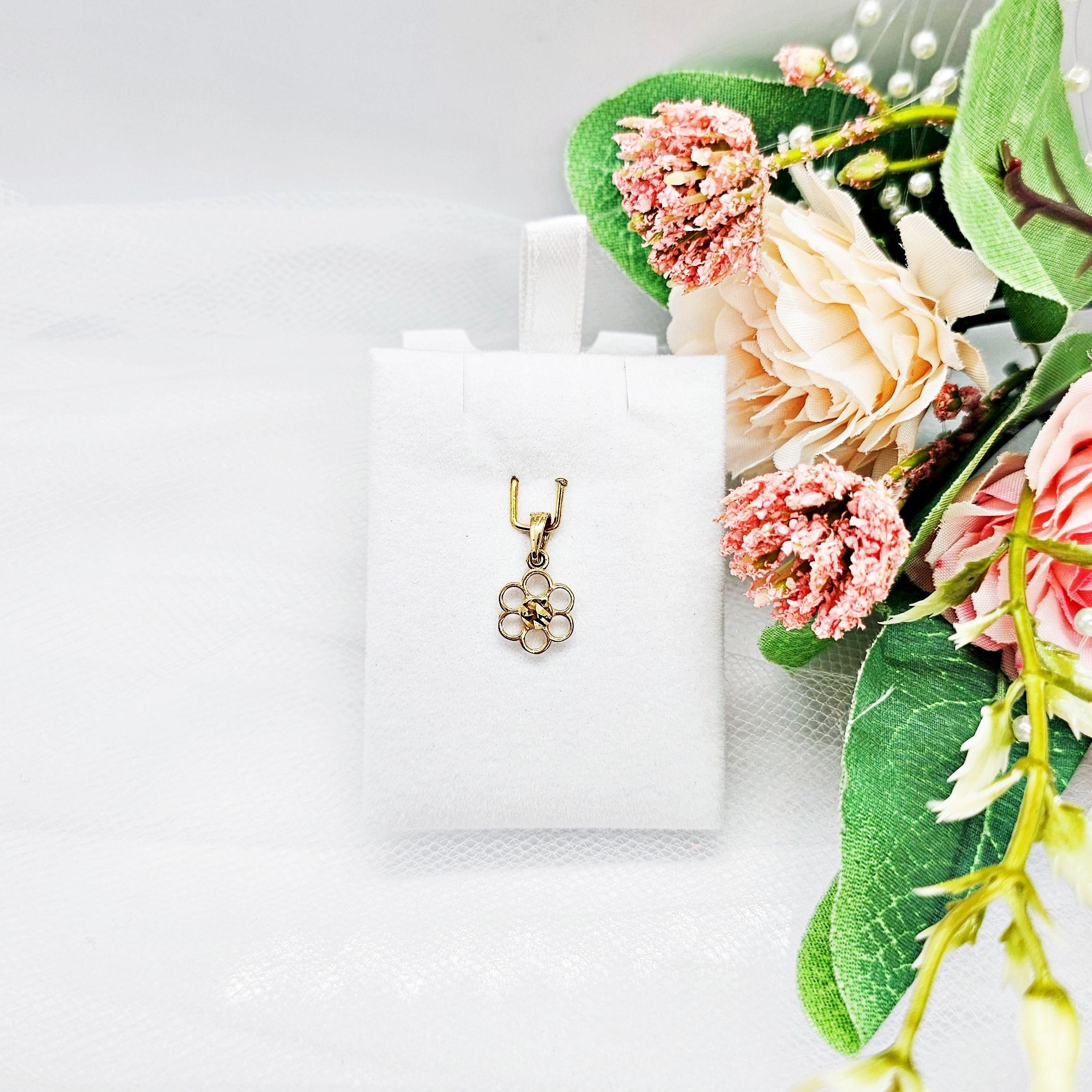 Colgante Flor Diamantada Oro Au750 - 18k Italiano-1