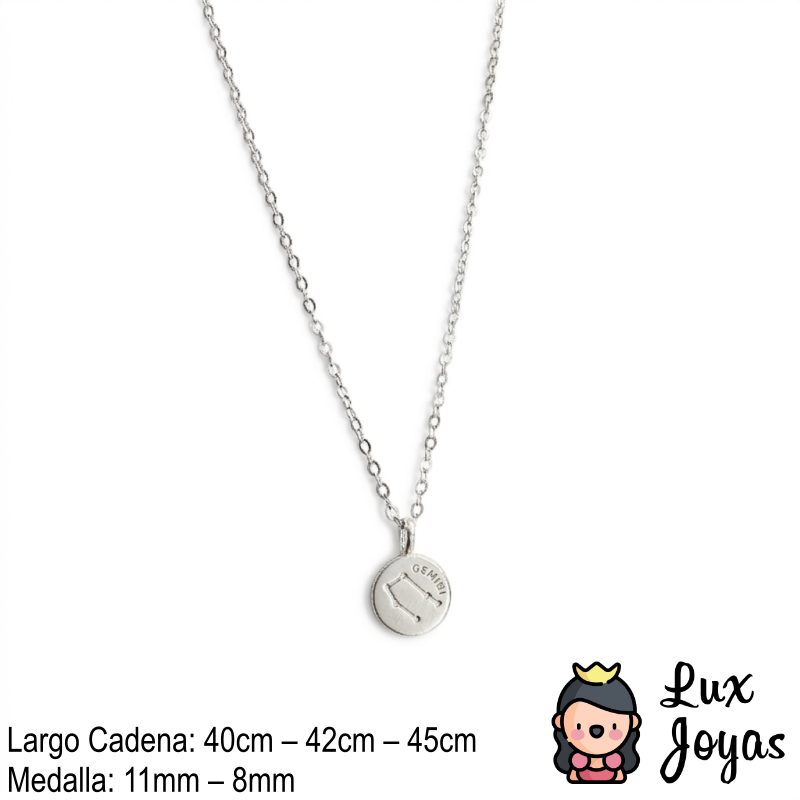 Collar Plata 925 Geminis Signo Zodiacal-3