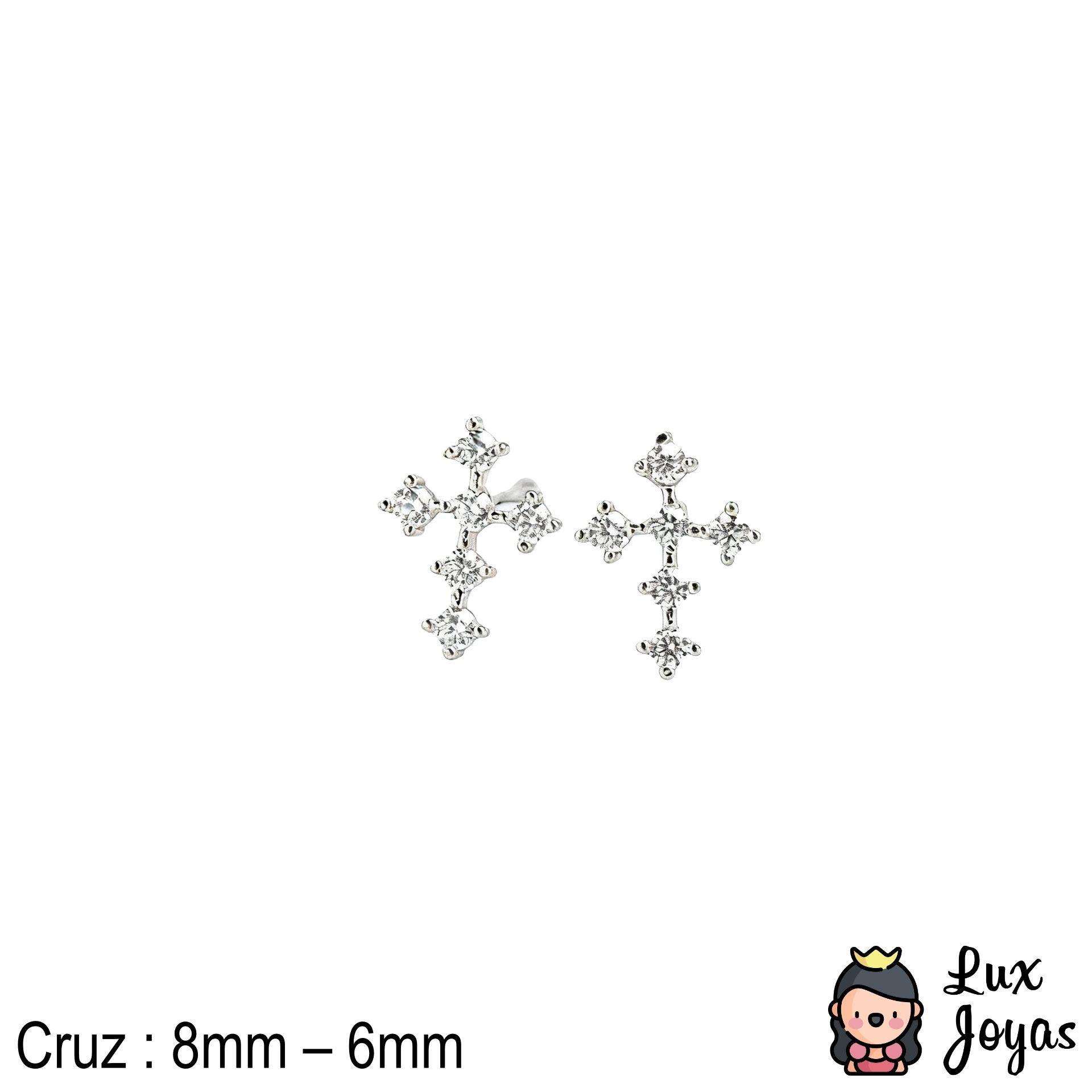 Aros Plata 925 Cruz Brillitos-2