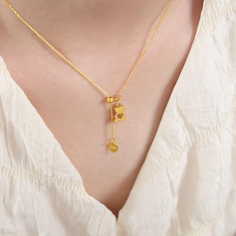Collar Baño Oro 18k Osito Alargue-2