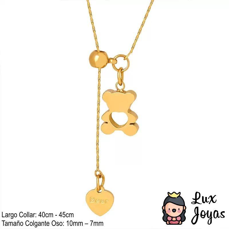 Collar Baño Oro 18k Osito Alargue-5