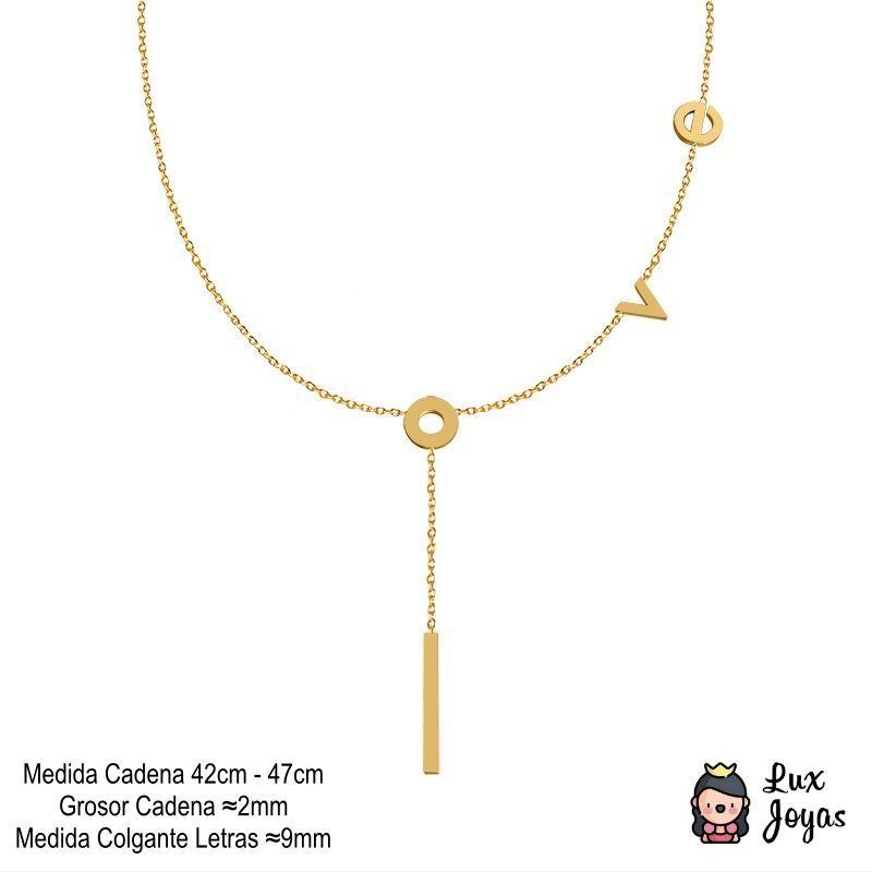 Collar Baño Oro Amarillo 18 Kilates Love-4