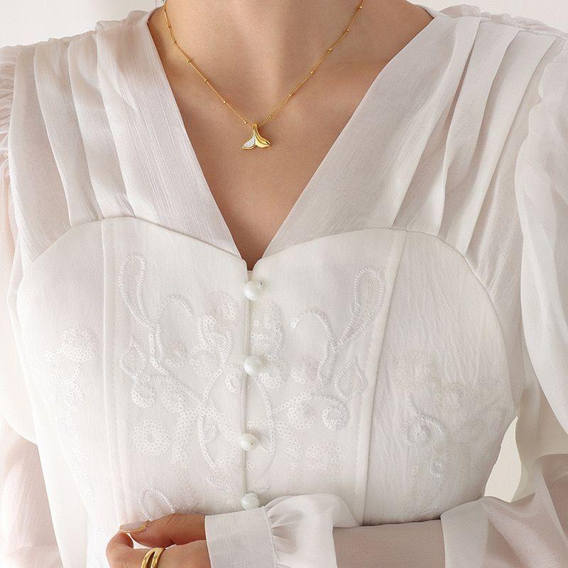 Collar Baño Oro 18k Cola De Ballena Nácar-1