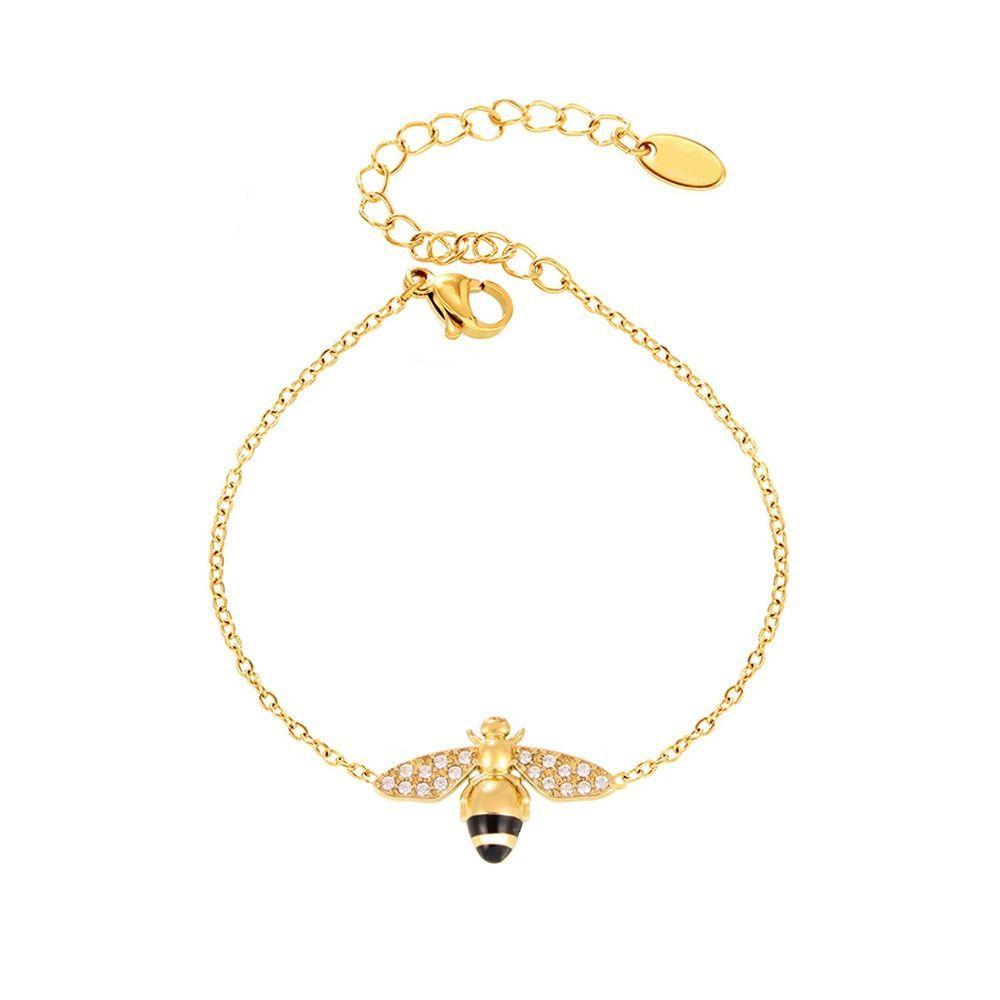 Pulsera Baño Oro 18k Abeja Brillitos-0
