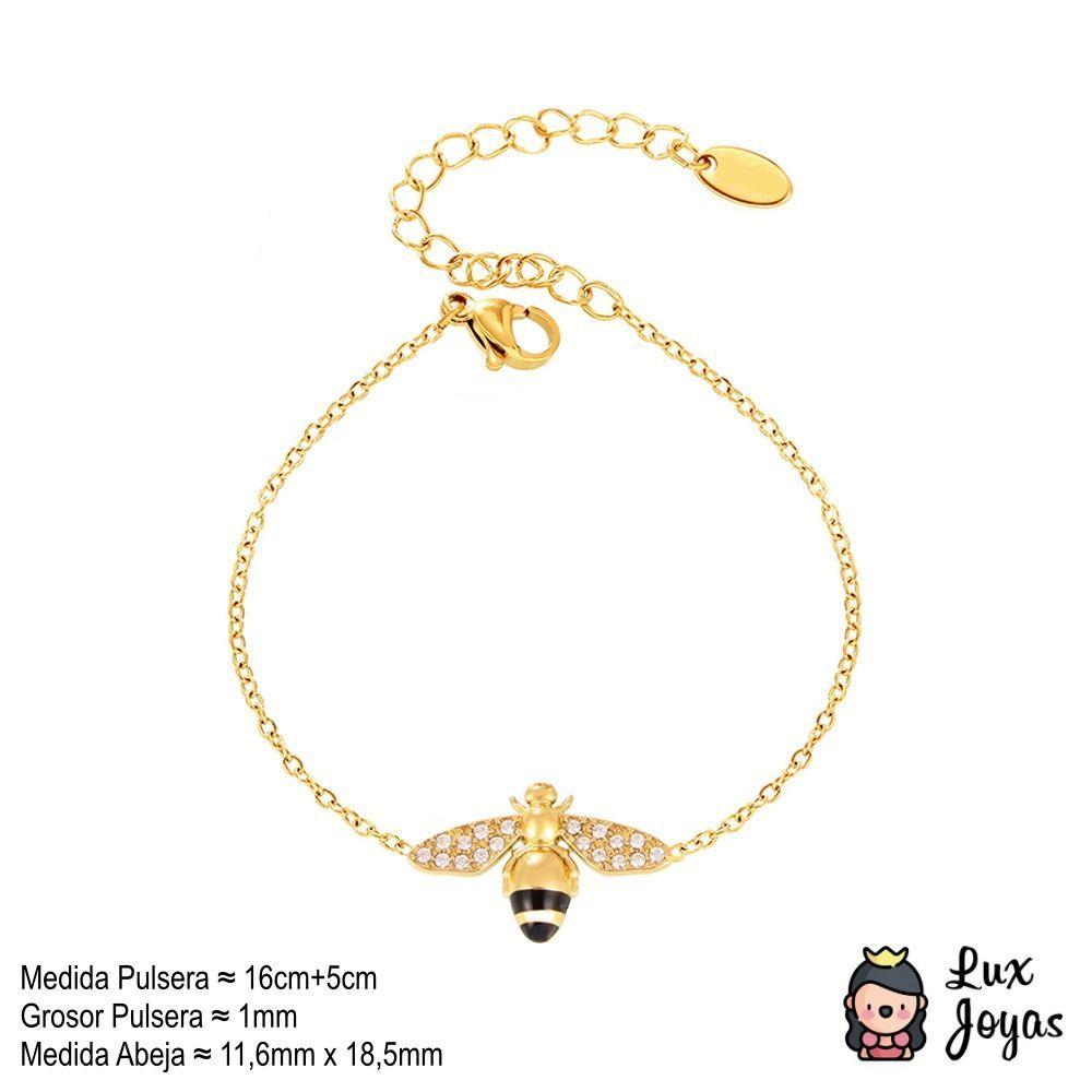 Pulsera Baño Oro 18k Abeja Brillitos-2
