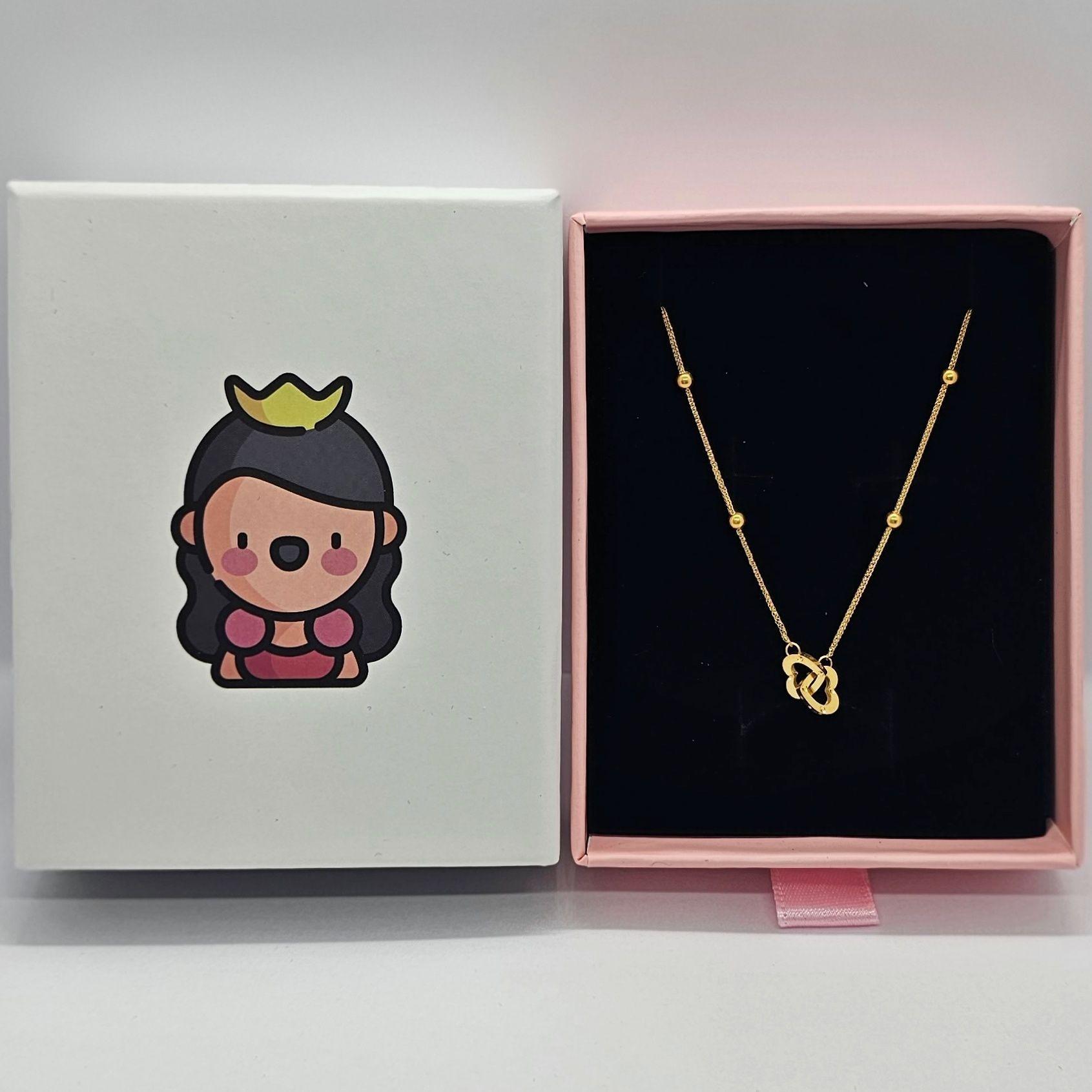 PULSERA TEJIDA PELOTITAS DOBLE CORAZON ORO AMARILLO 18K-3