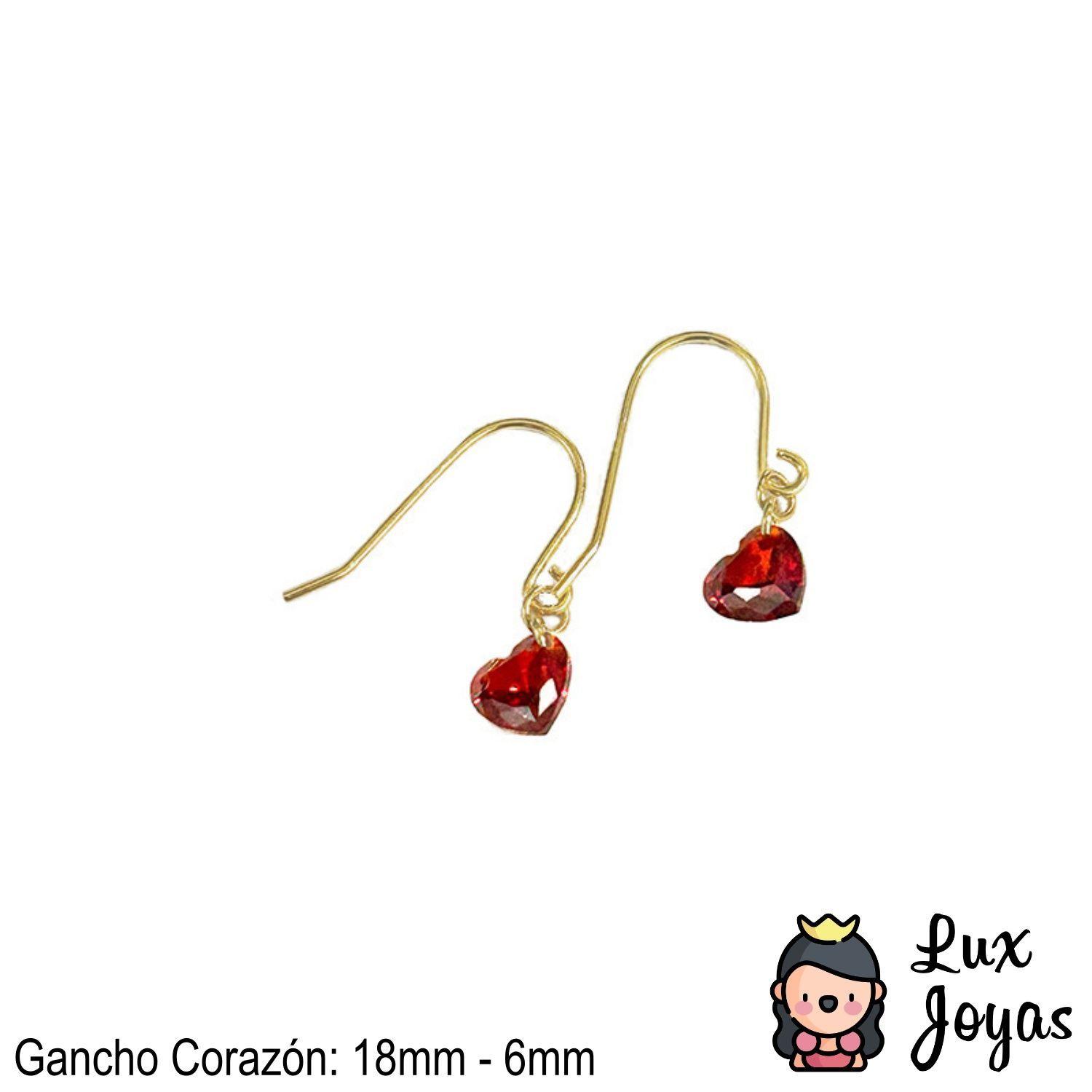 Aros Plata 925 Corazón Granate Gancho-2