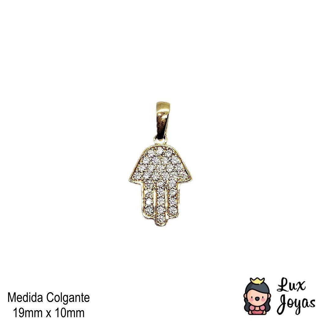 Colgante Mano De Fátima Full Brillitos Oro Au750 - 18k Italiano-2