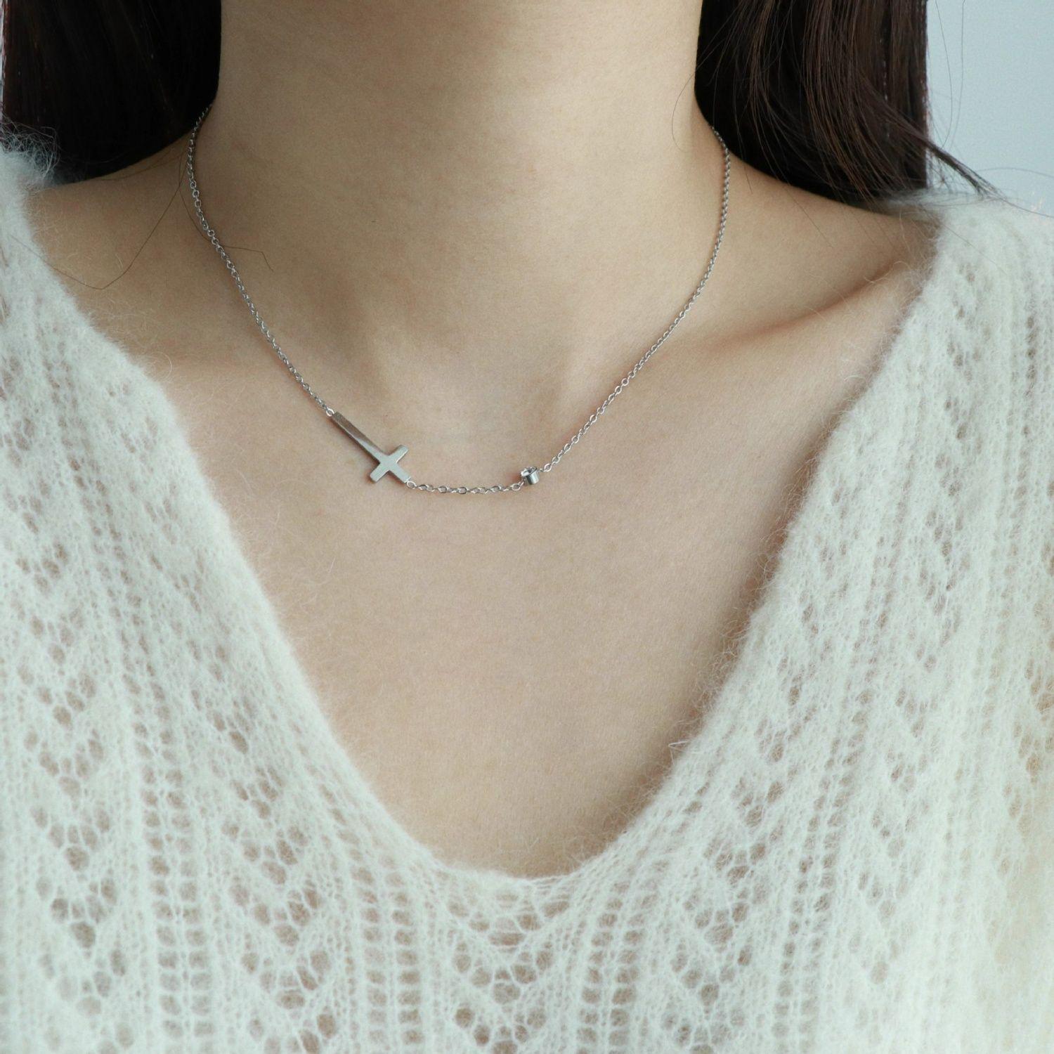 Collar Plata 925 Cruz Punto Luz-1